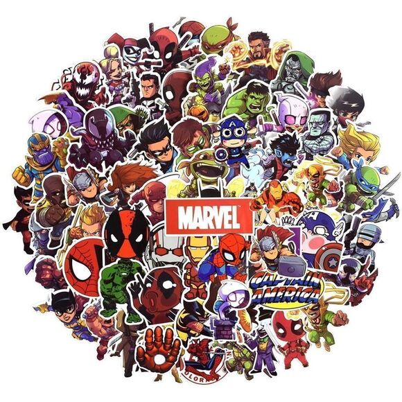 LOT of 100 Vinyl Marvel Stickers - Picture 1 of 8